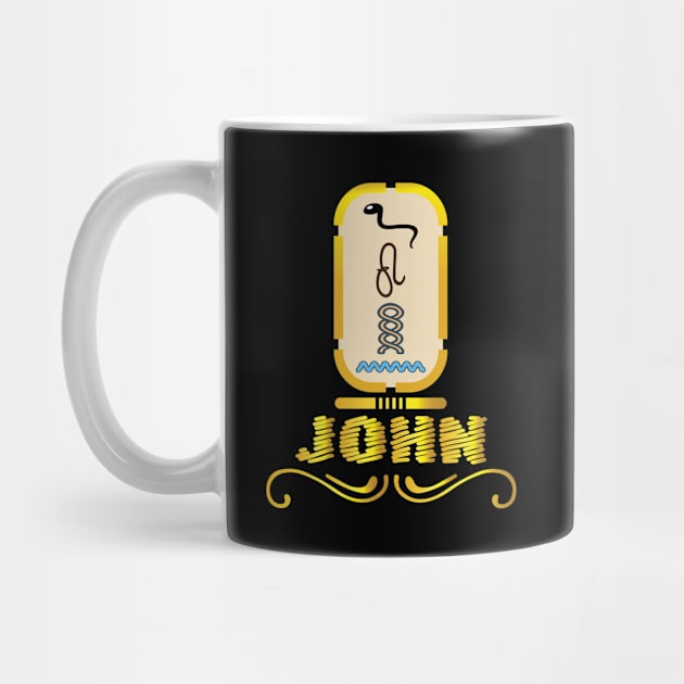 JOHN-American names in hieroglyphic letters-JOHN, name in a Pharaonic Khartouch-Hieroglyphic pharaonic names by egygraphics